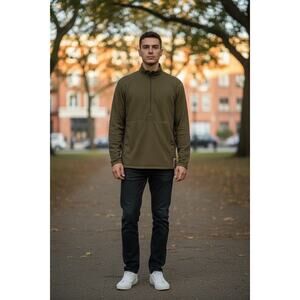 USMC Coyote FROG Waffle Fleece Half Zip Grid Marine Corp Shirt Damaged Sz M Long